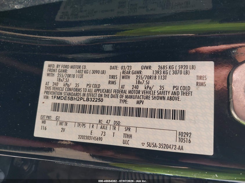 2023 Ford Bronco Outer Banks VIN: 1FMDE5BH2PLB32250 Lot: 45554382