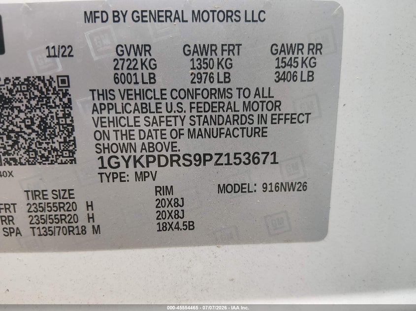2023 Cadillac Xt6 Awd Premium Luxury VIN: 1GYKPDRS9PZ153671 Lot: 45554465