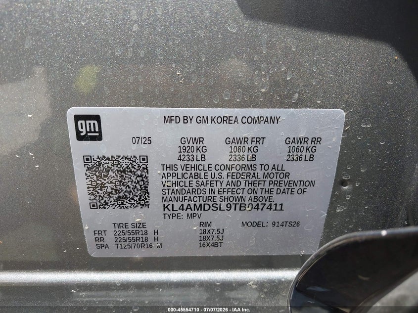 2026 Buick Encore Gx Sport Touring Fwd VIN: KL4AMDSL9TB047411 Lot: 45554710