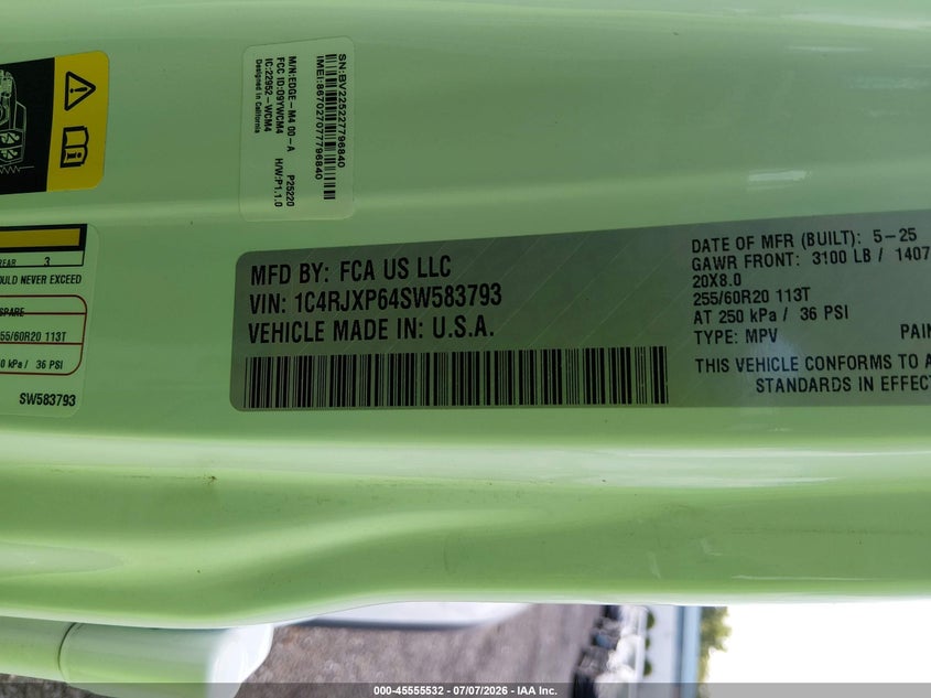 2025 Jeep Wrangler 4Xe Sahara 4Xe VIN: 1C4RJXP64SW583793 Lot: 45555532
