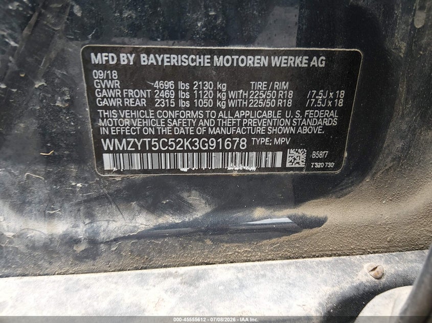 2019 Mini Countryman Cooper S VIN: WMZYT5C52K3G91678 Lot: 45555612