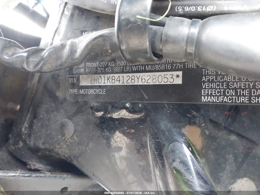 2008 Harley-Davidson Flhx VIN: 1HD1KB4128Y628053 Lot: 45555865