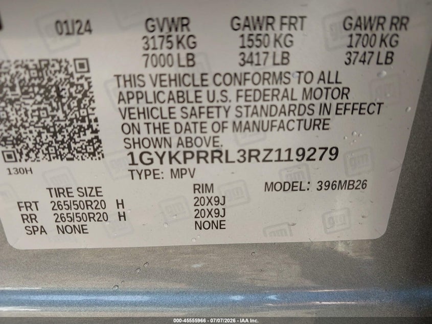 2024 Cadillac Lyriq Luxury W/1Sd VIN: 1GYKPRRL3RZ119279 Lot: 45555966