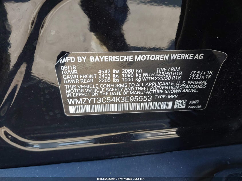 2019 Mini Countryman Cooper S VIN: WMZYT3C54K3E95553 Lot: 45555995