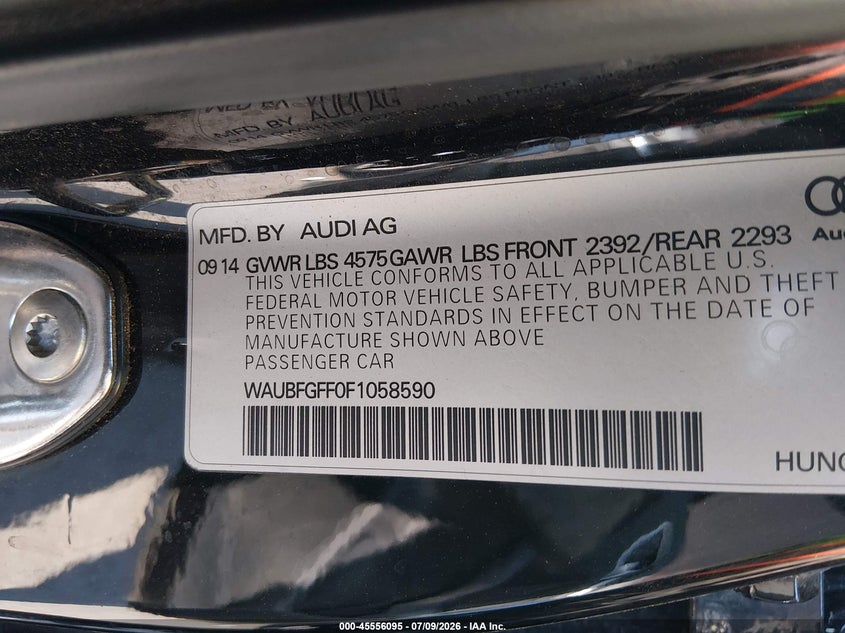 2015 Audi A3 2.0T Premium VIN: WAUBFGFF0F1058590 Lot: 45556095