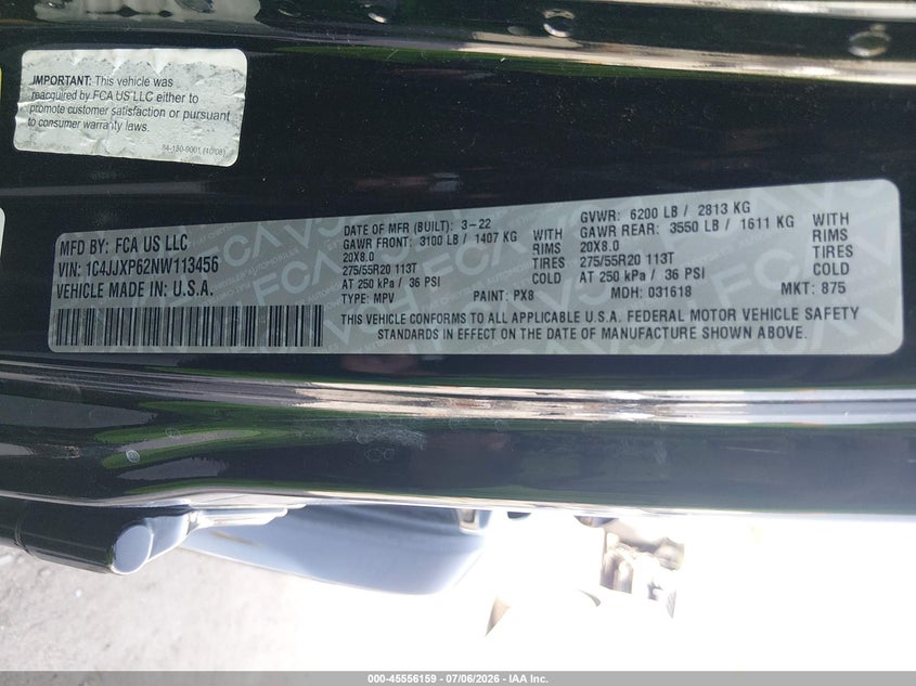 2022 Jeep Wrangler 4Xe Unlimited High Altitude 4X4 VIN: 1C4JJXP62NW113456 Lot: 45556159