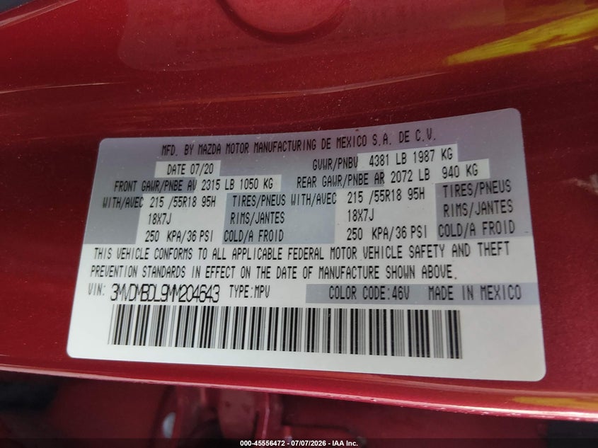 2021 Mazda Cx-30 Premium VIN: 3MVDMBDL9MM204643 Lot: 45556472