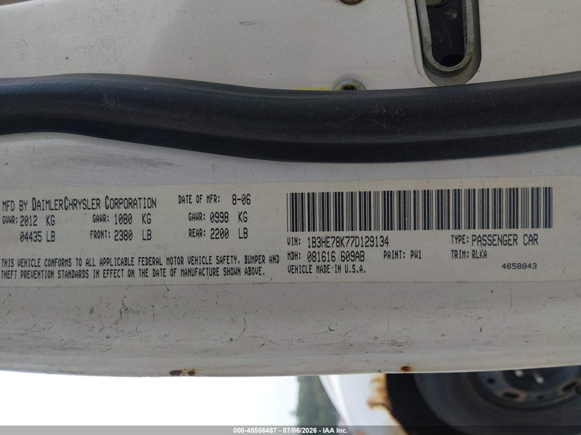 2007 Dodge Caliber R/T VIN: 1B3HE78K77D129134 Lot: 45556487