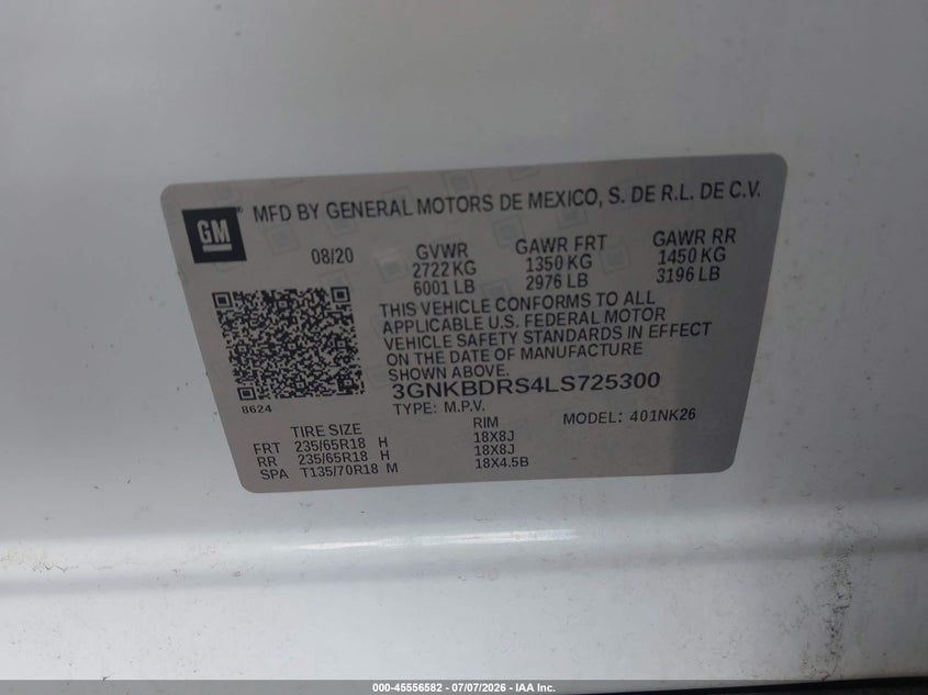 2020 CHEVROLET BLAZER SPORT UTILITY VEHICLE 3.6L V-6 DI, DOHC, VVT, 308HP