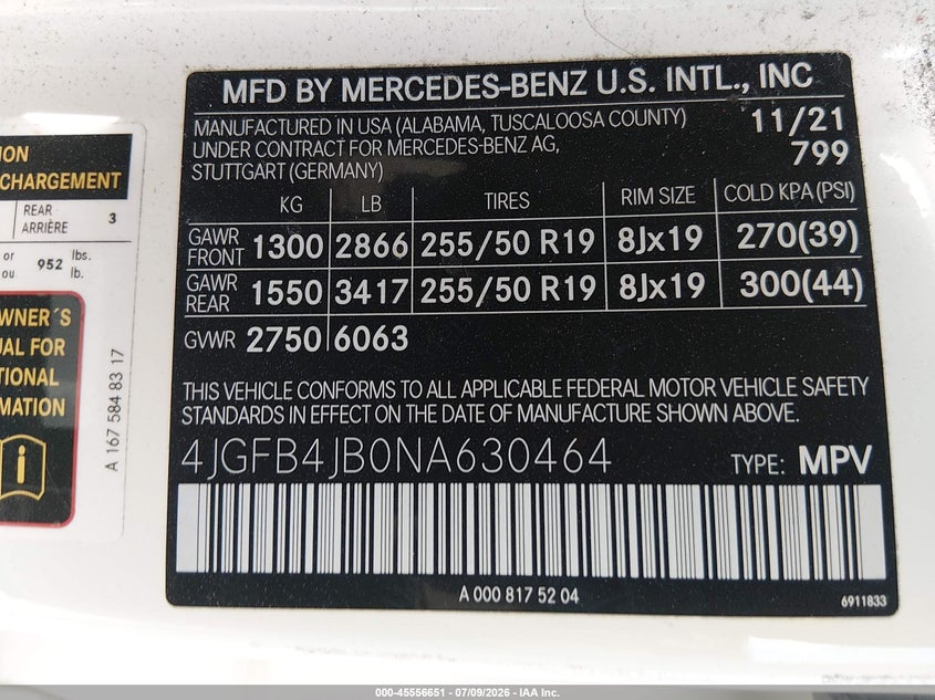 2022 Mercedes-Benz Gle 350 VIN: 4JGFB4JB0NA630464 Lot: 45556651