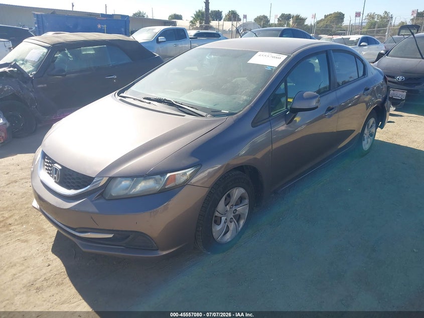 2013 Honda Civic, Rear, IAAI, VIN 19XFB2F55DE292244 — photo 2