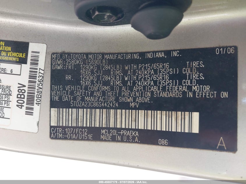 2006 TOYOTA SIENNA LE · Фото 9