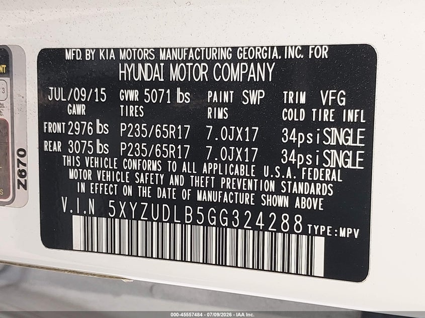 2016 HYUNDAI SANTA FE SPORT 2.4L · Фото 9