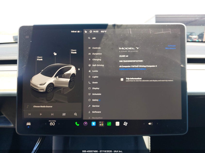 2025 Tesla Model Y Long Range Dual Motor Rear-Wheel Drive VIN: 7SAYGDED1SF227495 Lot: 45557486
