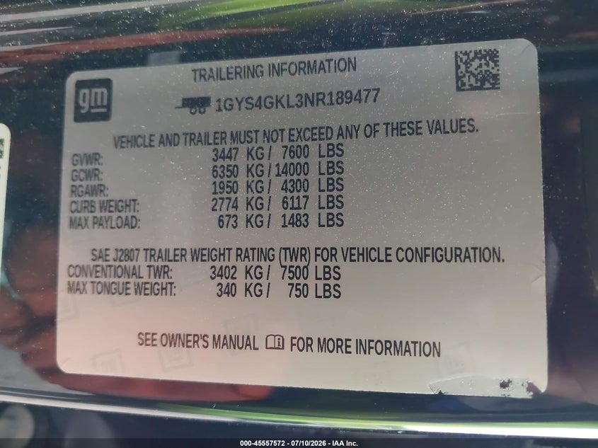 2022 Cadillac Escalade 4Wd Sport Platinum VIN: 1GYS4GKL3NR189477 Lot: 45557572