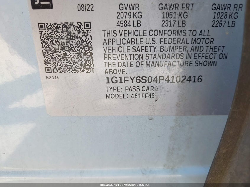 2023 Chevrolet Bolt Euv Fwd Lt VIN: 1G1FY6S04P4102416 Lot: 45558121