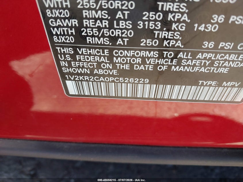 2023 Volkswagen Atlas 3.6L V6 Se W/Technology VIN: 1V2KR2CA0PC526229 Lot: 45558215