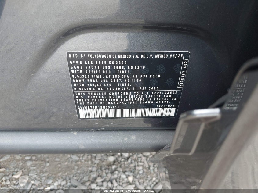 2025 Volkswagen Tiguan 2.0T Se R-Line Black VIN: 3VVGR7RM1SM035411 Lot: 45558579