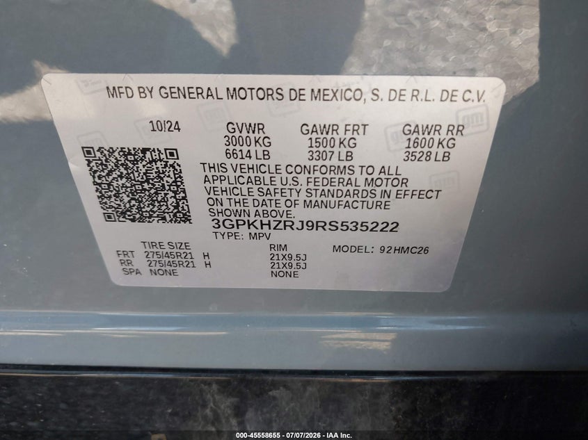 2024 Honda Prologue Elite VIN: 3GPKHZRJ9RS535222 Lot: 45558655