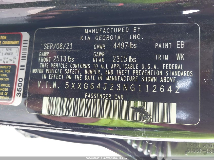 2022 Kia K5 Gt-Line VIN: 5XXG64J23NG112642 Lot: 45560018
