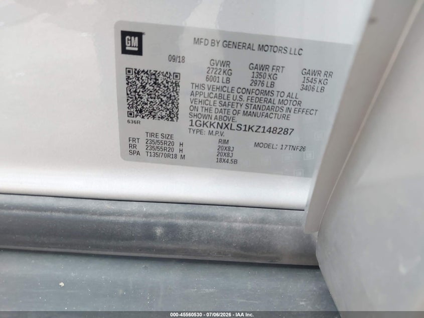 2019 GMC Acadia Denali VIN: 1GKKNXLS1KZ148287 Lot: 45560530