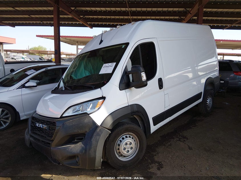 Vin: 3c6lrvcg1se555078, lot: 46058871, ram promaster 2500 tradesman high roof 136 wb w/pass seat 20252