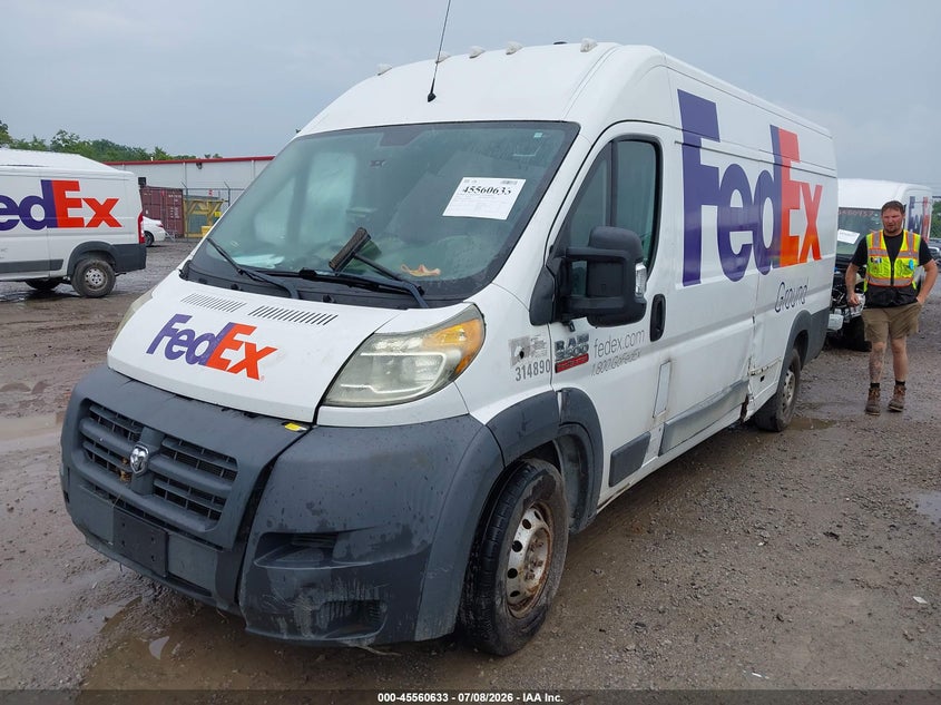 Vin: 3c6urvjg9ee124595, lot: 46058962, ram promaster 3500 high roof 20142