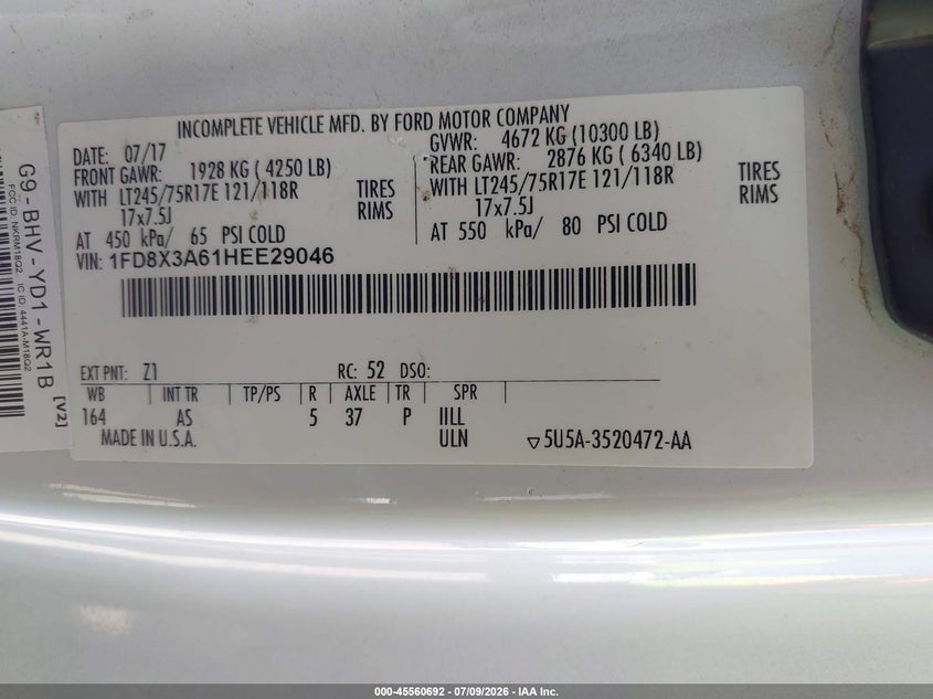 2017 FORD F-350 XL/XLT PICKUP N/A