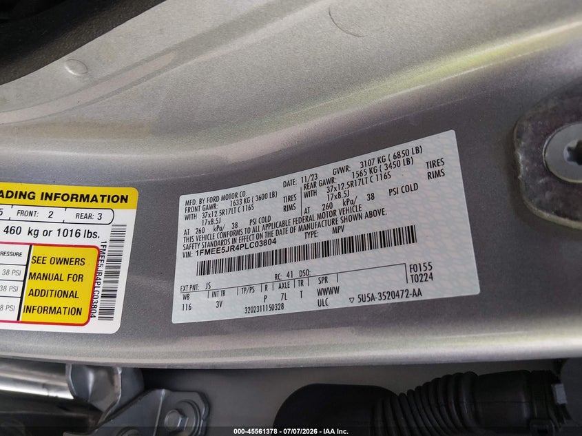2023 Ford Bronco Raptor VIN: 1FMEE5JR4PLC03804 Lot: 45561378