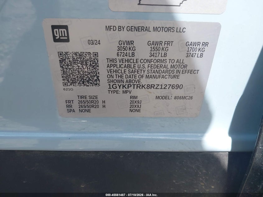 2024 Cadillac Lyriq Sport W/1Sf VIN: 1GYKPTRK8RZ127690 Lot: 45561487