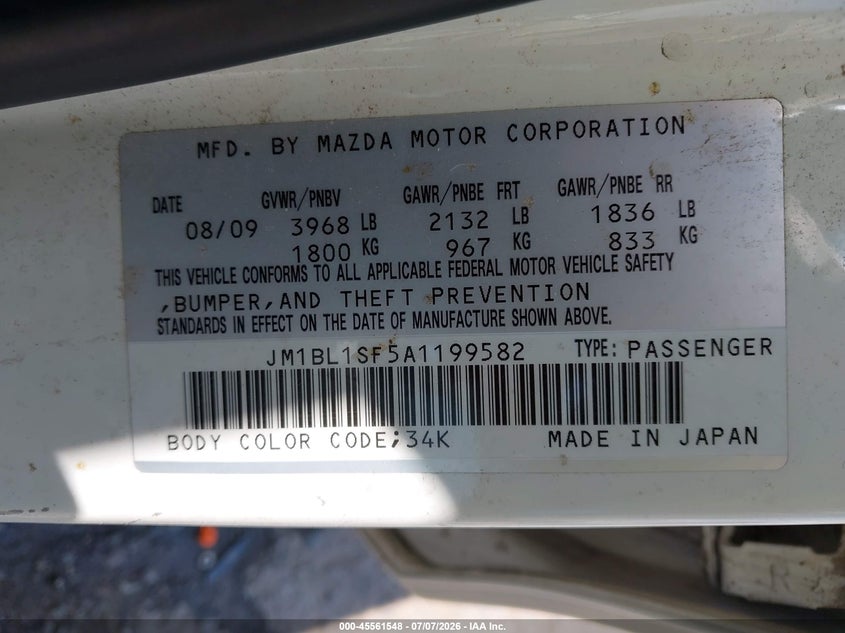 2010 Mazda Mazda3 I Sport VIN: JM1BL1SF5A1199582 Lot: 45561548