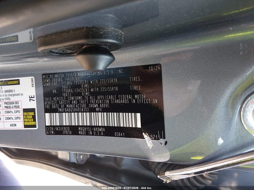 2024 Toyota Corolla Cross Hybrid Xse VIN: 7MUFBABG5RV058352 Lot: 45561635