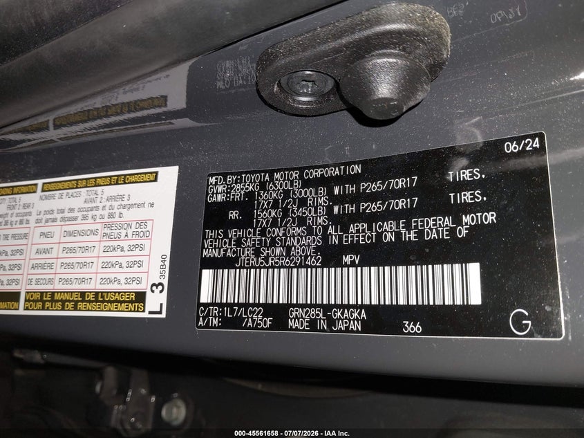 2024 Toyota 4Runner Trd Off Road Premium VIN: JTERU5JR5R6291462 Lot: 45561658