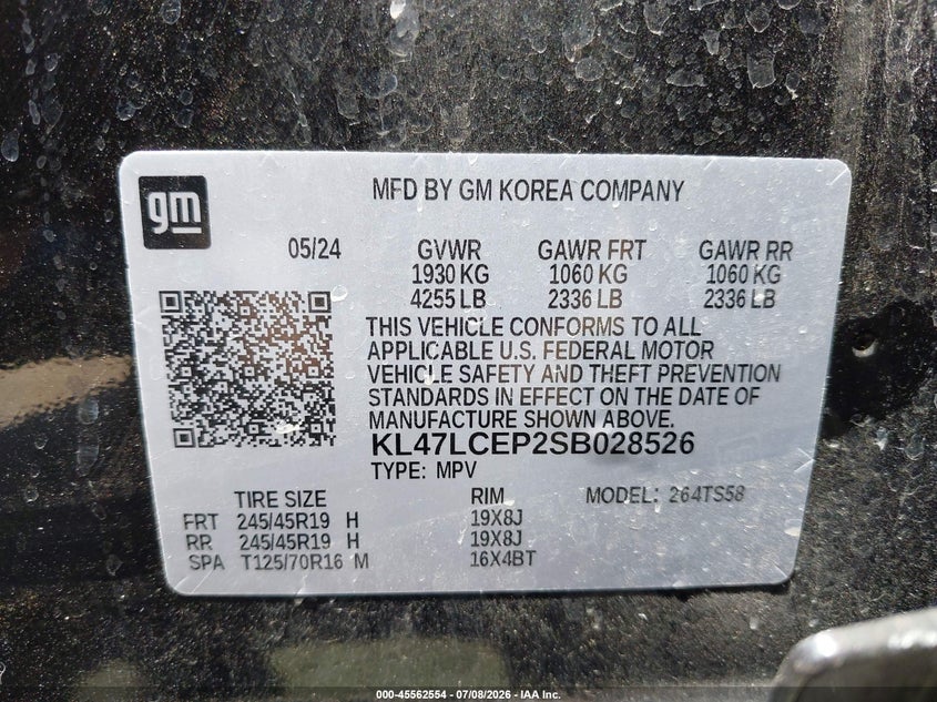 2025 Buick Envista Avenir Fwd VIN: KL47LCEP2SB028526 Lot: 45562554
