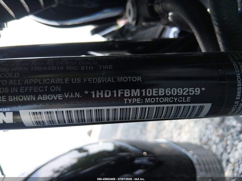 2014 Harley-Davidson Flhr Road King VIN: 1HD1FBM10EB609259 Lot: 45563486