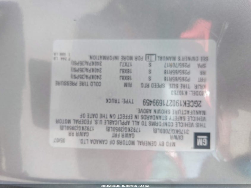2007 CHEVROLET SILVERADO PICKUP 5.3L V-8 315HP