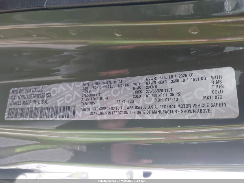2024 Jeep Wrangler 4Xe Summit 4Xe VIN: 1C4RJXU67RW163153 Lot: 45563747