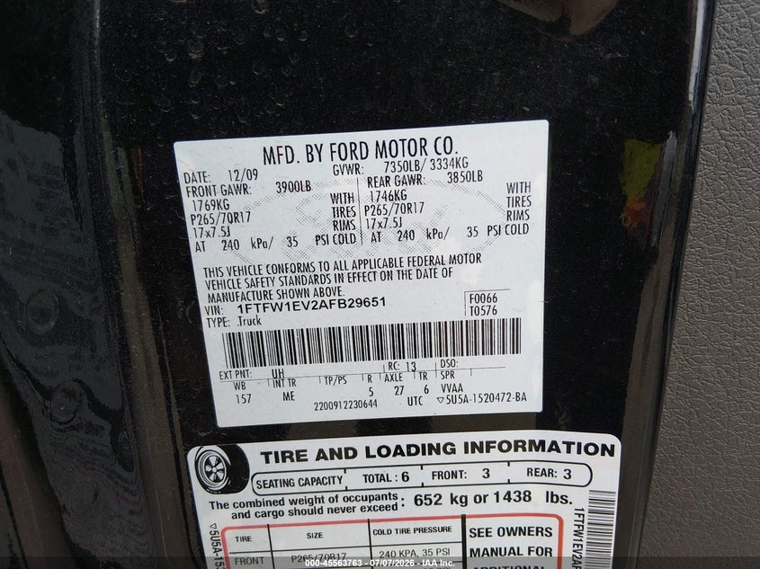 2010 FORD F-150 TRUCK 5.4L V-8 VVT, 310HP