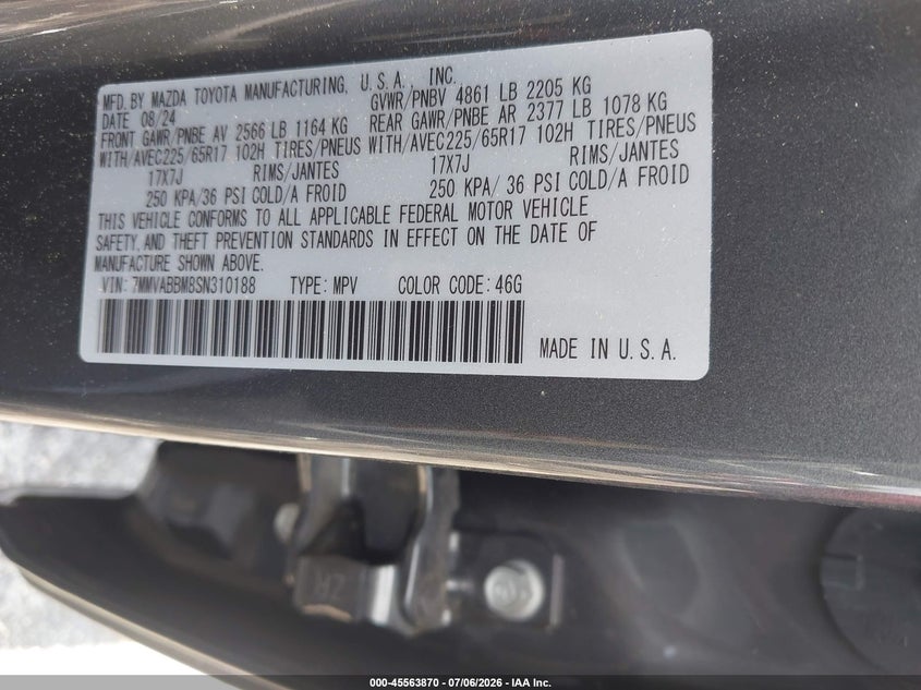 2025 Mazda Cx-50 2.5 S Preferred Package VIN: 7MMVABBM8SN310188 Lot: 45563870