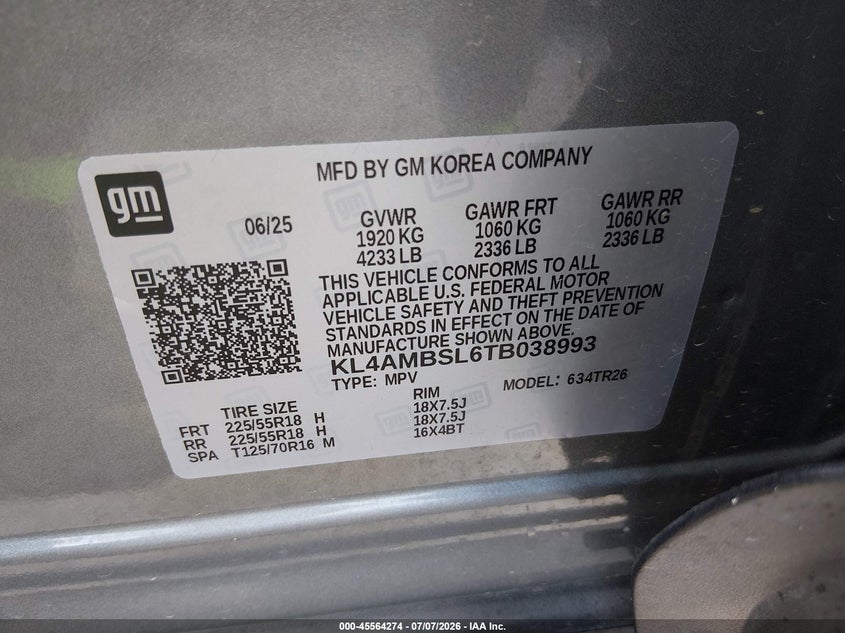 2026 Buick Encore Gx Preferred Fwd VIN: KL4AMBSL6TB038993 Lot: 45564274