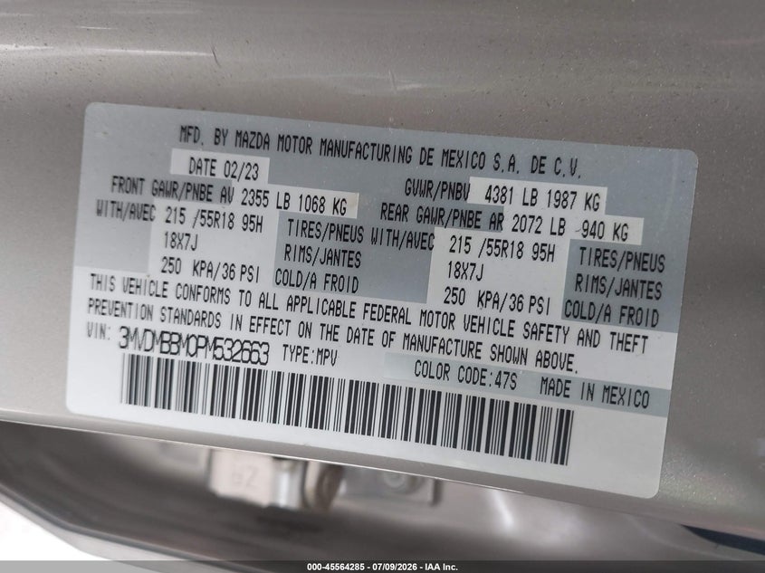2023 Mazda Cx-30 2.5 S Select VIN: 3MVDMBBM0PM532663 Lot: 45564285