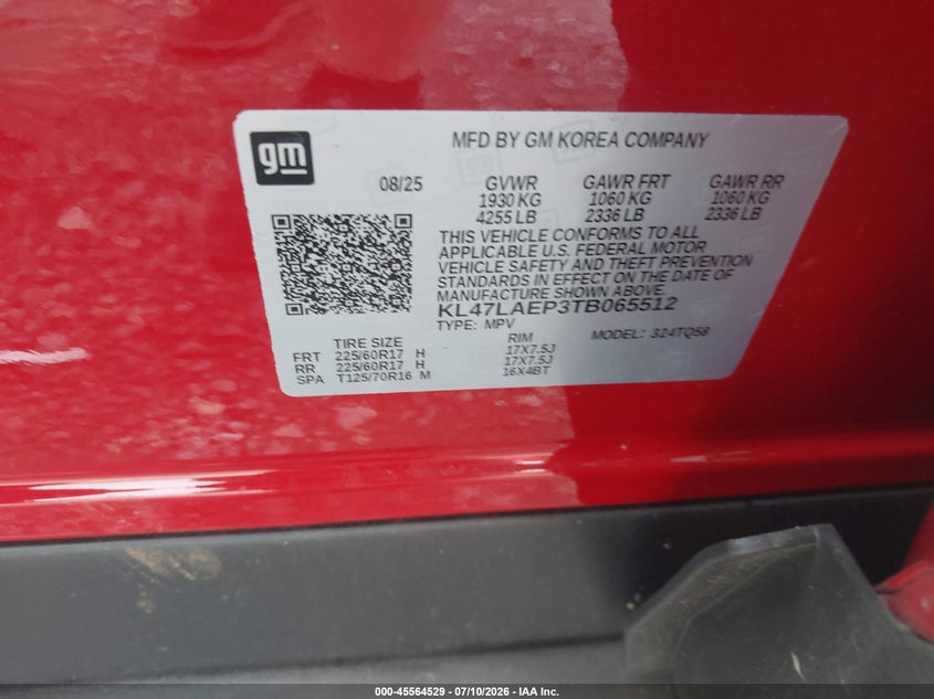 2026 Buick Envista Preferred Fwd VIN: KL47LAEP3TB065512 Lot: 45564529