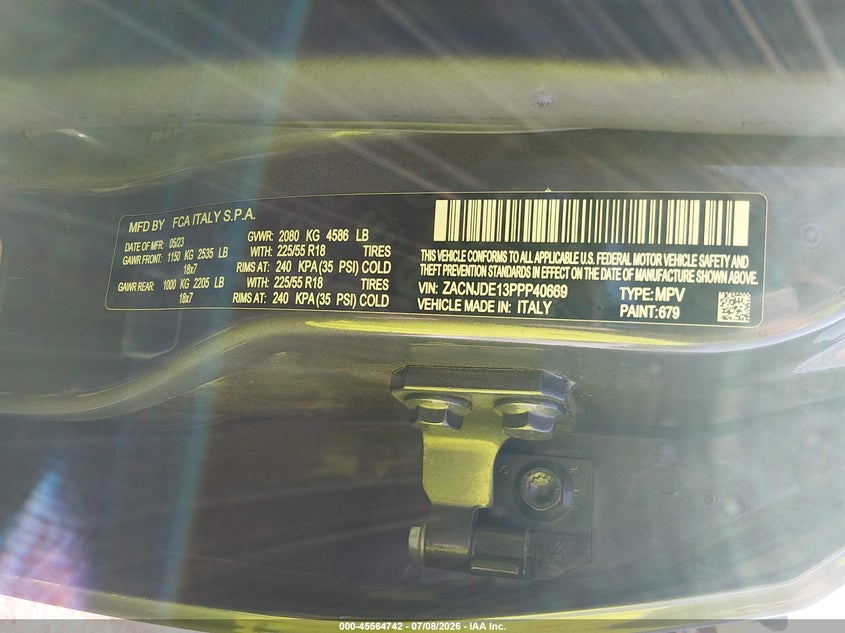 2023 Jeep Renegade Altitude 4X4 VIN: ZACNJDE13PPP40669 Lot: 45564742