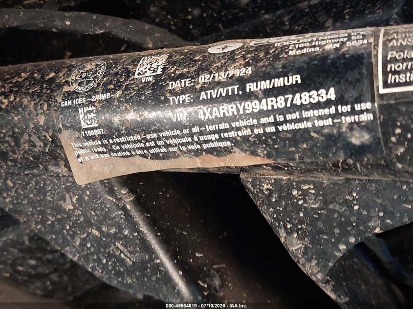 2024 Polaris Ranger Xp 1000 Northstar Ultimate VIN: 4XARRY999R8748334 Lot: 45564819