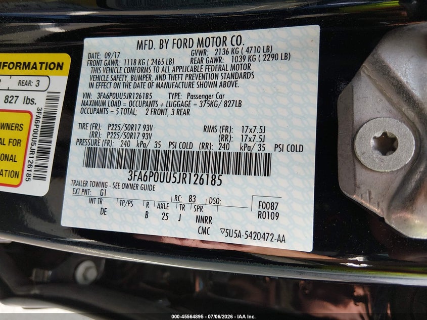 2018 FORD FUSION HYBRID S — Фото 9