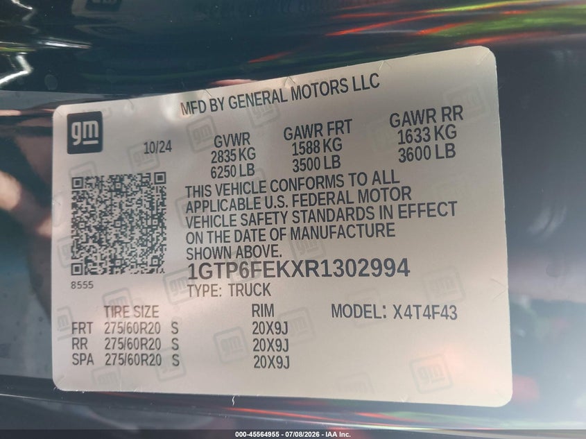 2024 GMC Canyon 4Wd Denali VIN: 1GTP6FEKXR1302994 Lot: 45564955