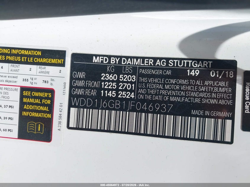 2018 Mercedes-Benz E 400 4Matic VIN: WDD1J6GB1JF046937 Lot: 45564972