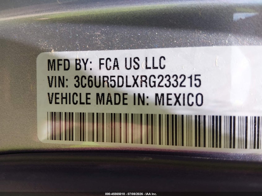 2024 Ram 2500 Big Horn 4X4 6'4 Box VIN: 3C6UR5DLXRG233215 Lot: 45565018