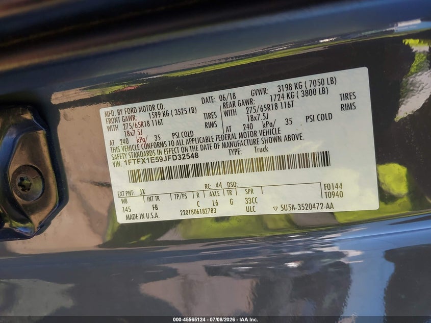 2018 FORD F-150 PICKUP 5.0L V-8 DI, DOHC, VVT, 395HP
