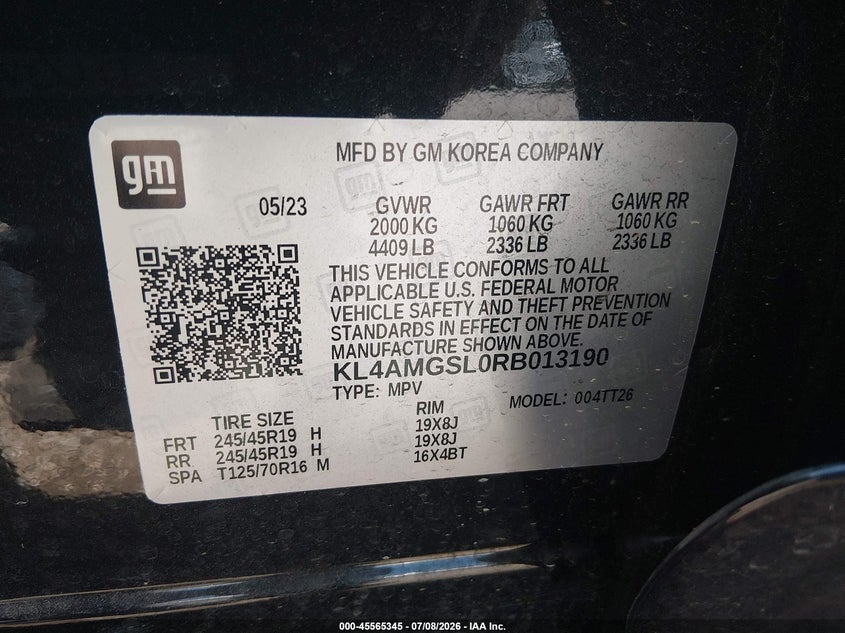 2024 Buick Encore Gx Avenir Awd VIN: KL4AMGSL0RB013190 Lot: 45565345